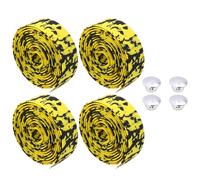 Mikinona Ruban de Guidon pour Vélo D’Exercice 2 Paires 200X3Cm en Cuir PU Camouflage Jaune et Noir Guidoline Antidérapante Confortable pour Vélo de Montagne et Route