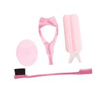 Mikinona Set Maquillage Portable Rose avec Brosse Sourcils Double-face Brosse Exfoliante Visage et Chauffants pour Cheveux Courts Kit Beauté Multifonction et Léger pour Femmes