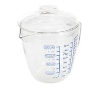 Mikinona Tasse à Mesurer Verre Chaleur avec Couvercle à Bouton pour Lait Boissons et Cuisson Tasse It Pratique et Décorative