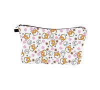 Mikinona Trousse De Toilette Cartoon Corgi Pochette Maquillage Étanche De Voyage Multifonction Rangement Pratique pour Cosmétiques Et Accessoires