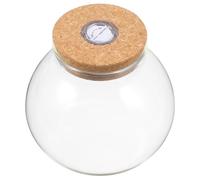 Mikinona Vase Hydroponique De Bureau en Verre pour Terrarium avec Couvercle en Liège Bocal Rond Hermétique Station De Propagation 16.00X15.00X15.00Cm pour Plantes Et Fleurs Décoration