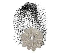 Mikinona Vintage Flower Net Cap Rhinestone Hair Accessory Chic Retro Floral Headpiece For Women Elegant Wedding Anniversary Party