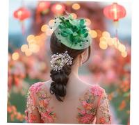 Mikinona Vintage Mesh Pearl Flower Fascinator Hair Clamp With Veil For Wedding Bride Retro Headwear Accessory