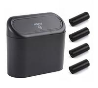 Mikiuly Petite Poubelle de Voiture,Petite Poubelle de Voiture avec Couvercle,Boîte de Rangement de Voitures Suspendue,Poubelles étanche pour Véhicule,avec 4 Rouleaux Sacs Poubelles