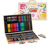 Mikkelhus Mallette de coloriage - 180 pièces dans une mallette - Crayons de couleur, feutres, peintures, craies et accessoires - Mallette de bricolage et de dessin créative pour enfants et adultes