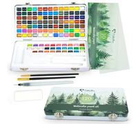 Mikkelhus Peinture Aquarelle Adulte 120 Couleurs dans une Boîte Portable. Comprend un Pinceau et du Papier Aquarelle. Aquarelles pour Artistes et Peintres Amateurs.