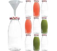 mikken | 10 bouteilles en verre de 250 ml, bouteille avec bouchon à vis avec entonnoir