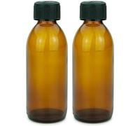 mikken 2 bouteilles en verre marron de 200 ml avec bouchon à vis