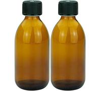 mikken 2 bouteilles en verre marron de 250 ml avec bouchon à vis.