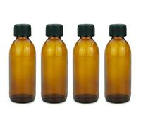 mikken 4 bouteilles en verre marron de 200 ml avec bouchon à vis.