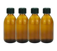 mikken 4 bouteilles en verre marron de 250 ml avec bouchon à vis.