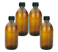 mikken 4 bouteilles en verre marron de 500 ml avec bouchon à vis.