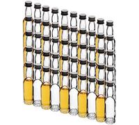 mikken - 50 mini bouteilles en verre de 40 ml avec bouchon à vis et entonnoir.