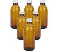 mikken - 6 bouteilles de pharmacie en verre marron de 200 ml + étiquettes inscriptibles.
