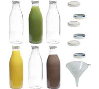 mikken 6 bouteilles en verre de 1 litre avec 12 bouchons à vis sans PVC et entonnoir
