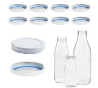 mikken Blueseal Lot de 10 couvercles pour bouteilles en verre TO48/5 cm - Sans BPA/PVC - Couvercle de rechange Twist-Off pour bouteilles de lait et de jus - Blanc