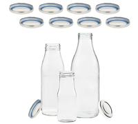 mikken Blueseal Lot de 10 couvercles pour bouteilles en verre TO48/5 cm - Sans BPA/PVC - Couvercle de rechange Twist-Off pour bouteilles de lait et de jus - Couleur : argenté
