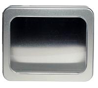 mikken Boîte de Conservation avec fenêtre, Biscuits Boîte Boîte de Rangement en métal, Couleur Argent, 14,2 x 11.7 x 5.7 cm