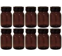 mikken - Lot de 10 bocaux de pharmacie marron de 75 ml avec bouchon à vis et étiquettes fabriquées en Allemagne, argent