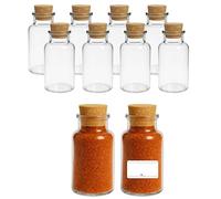 mikken Lot de 10 bouteilles en verre de pharmacie avec bouchon en liège et étiquettes incluses 300 ml