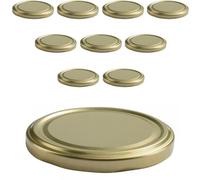 mikken Lot de 10 couvercles TO 82/8,5 cm pour pots à confiture Twist-Off Couvercle de rechange pour bocaux à conserve Doré