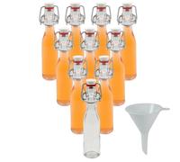 mikken Lot de 10 mini bouteilles de liqueur en verre de 40 ml avec bouchon à étrier et entonnoir