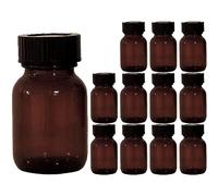mikken Lot de 12 bocaux d'apothicaire marron avec bouchon à vis et étiquettes, fabriqués en Allemagne, 12 x 50 ml