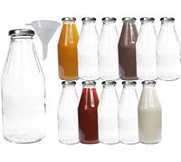 mikken Lot de 12 bouteilles en verre avec bouchon à vis Argenté 500 ml