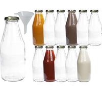 mikken Lot de 12 bouteilles en verre de 500 ml avec bouchon à vis doré + entonnoir