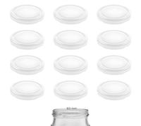 mikken Lot de 12 couvercles à visser TO 70/7,3 cm - Couvercle de rechange pour bocaux à confiture - Couleur : blanc