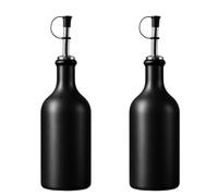 mikken Lot de 2 Bouteilles d'huile en faïence Noire avec Bec verseur 500 ML
