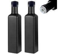mikken Lot de 2 bouteilles d'huile en verre noir avec bec verseur 250 ml avec étiquettes