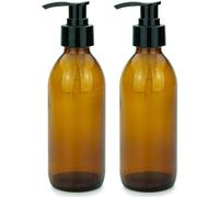 mikken Lot de 2 distributeurs de Savon 200 ML Distributeur de Lotion en Verre Marron Convient à Un Usage Alimentaire avec étiquettes d'étiquetage