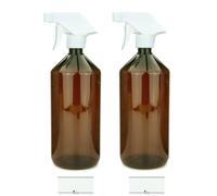 mikken Lot de 2 flacons pulvérisateurs de 1000 ml en plastique PET marron pour détergents, plantes, etc