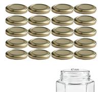 mikken Lot de 20 couvercles TO 58/6 cm pour bocaux à confiture Twist-Off Couvercle de rechange pour bocaux de conservation Couleur or