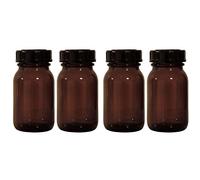 mikken Lot de 4 bocaux d'apothicaire marron avec bouchon à vis et étiquettes fabriqués en Allemagne, 4 x 100 ml, marron