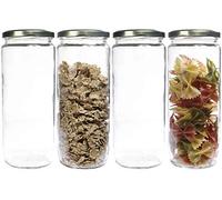 mikken Lot de 4 bocaux de conservation en verre avec couvercle à visser 1,1 l