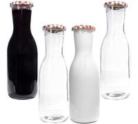mikken Lot de 4 bouteilles en verre de 1 l avec étiquettes.