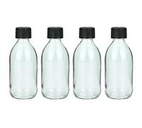 mikken Lot de 4 bouteilles en verre de 250 ml pour produits chimiques de laboratoire à remplir + étiquettes