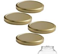 mikken Lot de 4 couvercles TO 100/10,3 cm pour bocaux de conservation Twist-Off - Couvercle de rechange pour grands bocaux - Couleur : doré