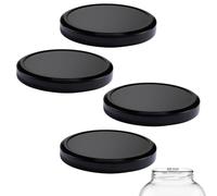 mikken Lot de 4 couvercles TO 100/10,3 cm pour grands bocaux de conservation Twist-Off Couvercle de rechange Noir