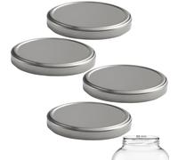 mikken Lot de 4 couvercles TO 100/10,3 cm pour grands bocaux de conservation Twist-Off - Couvercle de rechange pour bocaux - Couleur : argenté