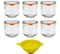 mikken Lot de 6 bocaux en verre à bord rond en forme de tulipe 370 ml avec accessoires