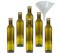 Viva Haushaltswaren mikken Lot de 6 Bouteilles d'huile 500 ML Marron/Vert à remplir avec Entonnoir