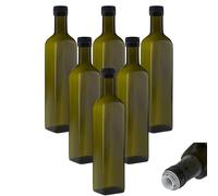 Lot de 6 bouteilles d'huile de 500 ml avec bec verseur, bouteilles en verre vert/marron avec doseur et étiquettes