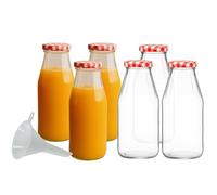 mikken Lot de 6 bouteilles en verre avec bouchon à vis 500 ml + entonnoir