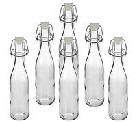 mikken Lot de 6 bouteilles en verre de 330 ml avec bouchon à étrier en plastique et étiquettes d'étiquetage