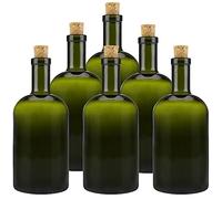 mikken Lot de 6 bouteilles en verre vert et marron de 500 ml avec bouchon en liège.