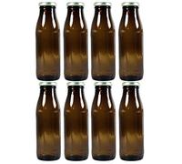 Mikken Lot de 8 bouteilles de lait à remplir soi-même avec bouchon à visser Marron 500 ml