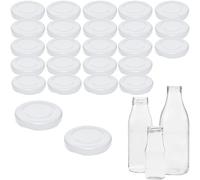 mikken TO48 Lot de 25 couvercles pour bouteilles en verre de 5 cm / TO48 - Couvercle de rechange pour bouteilles de lait et de jus - Couleur : blanc